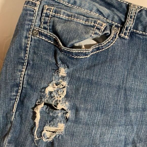 Warehouse One Distressed Blue Jean Shorts - Picture 4 of 5